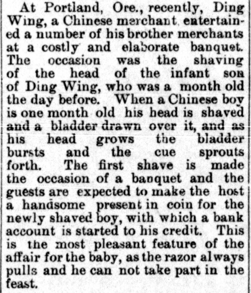 Newspaper clipping: A Chinese Baptism, Hand County Press, November 20, 1884